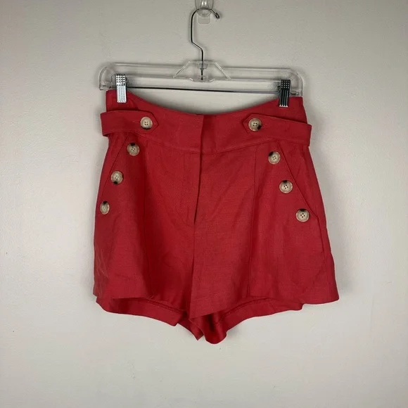 Veronica Beard Pink Pine Stretch Linen High Rise Relaxed Short Women’s Sz 4